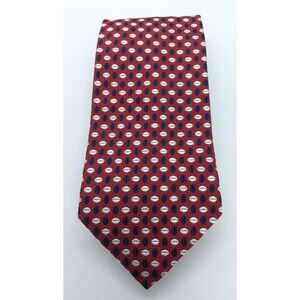 Brooks Brothers Silk Men's Tie. Red Makers Necktie White and Blue Ovals. USA EUC